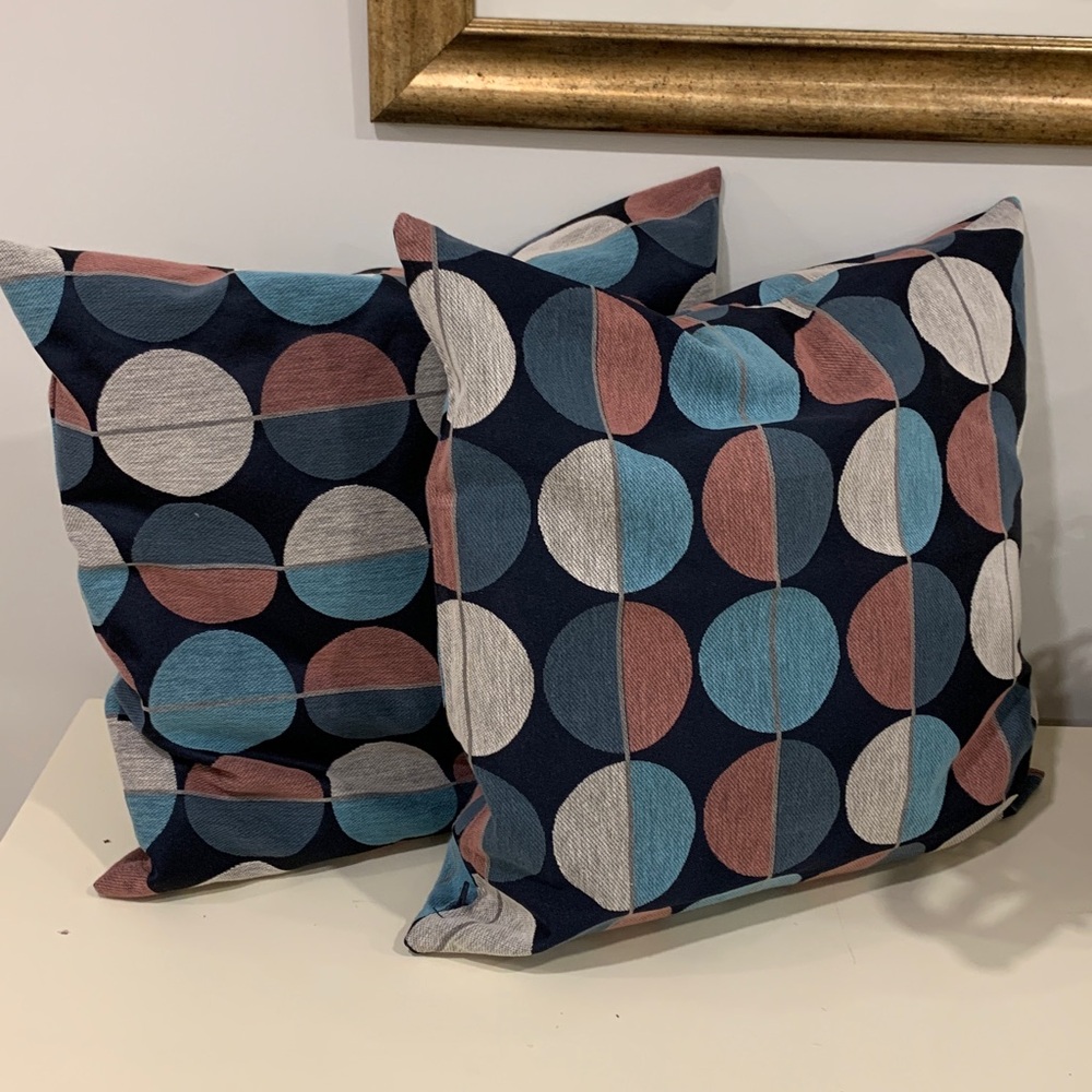 Decorative Geometric Dot Throw Pillows - Blue, Pink, Cream - Home Accents